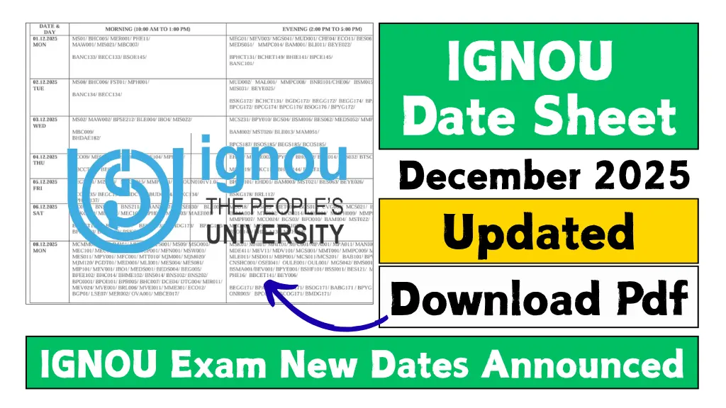 IGNOU Exam Date Sheet December 2025
